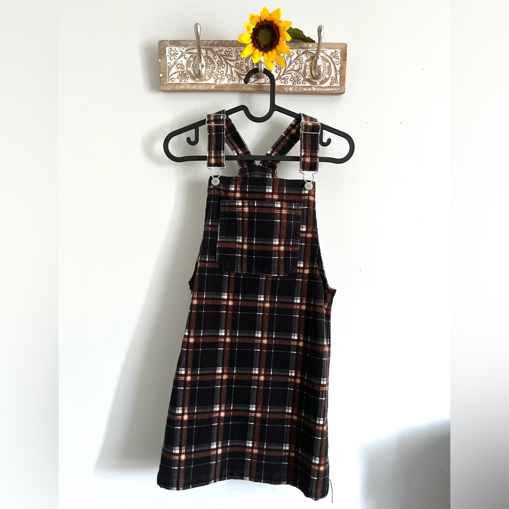 ART CLASS Girls Plaid Corduroy Overall Dress - Size Large 10/12